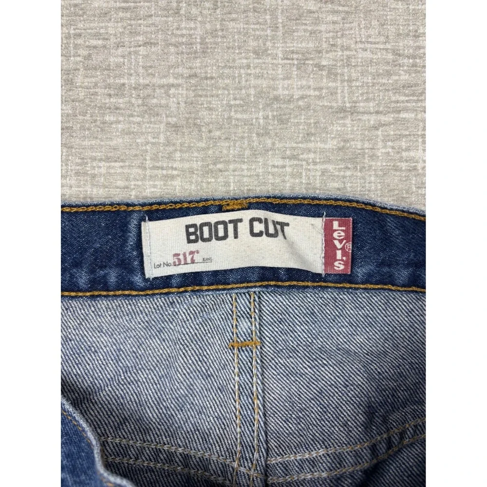 Vintage Levis 517 Bootcut Mens 34x34 Blue Distressed Denim Jeans